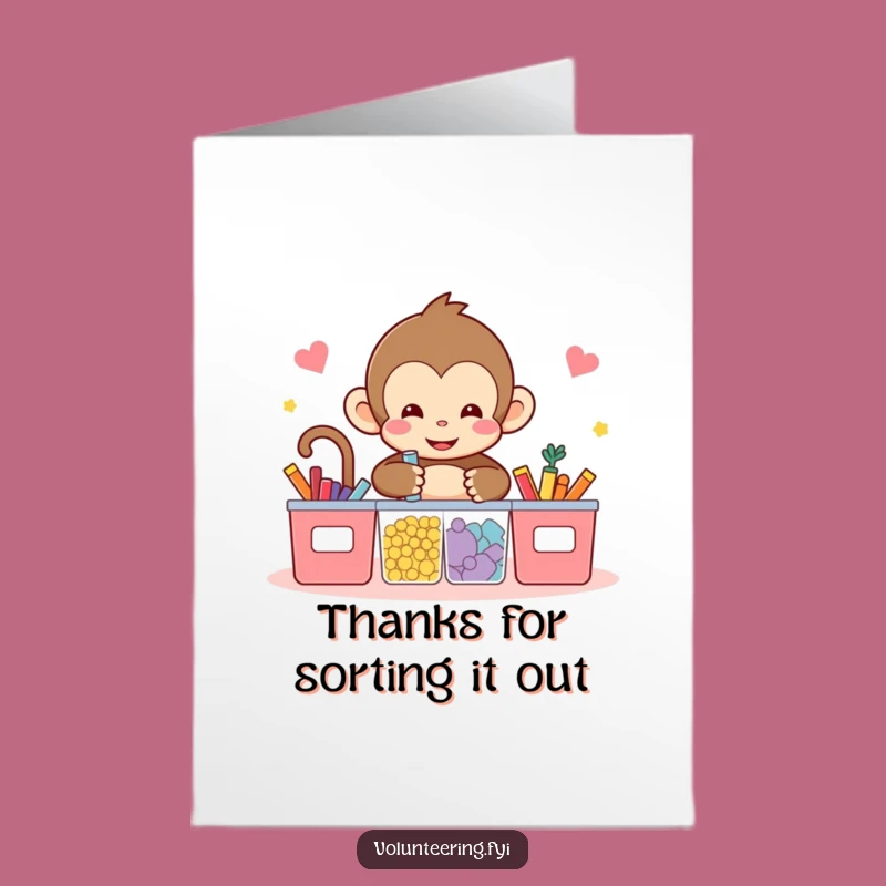 Free Printable Thank You Card: Funny Monkey's Tidiness - Downloadable Grateful Gift!