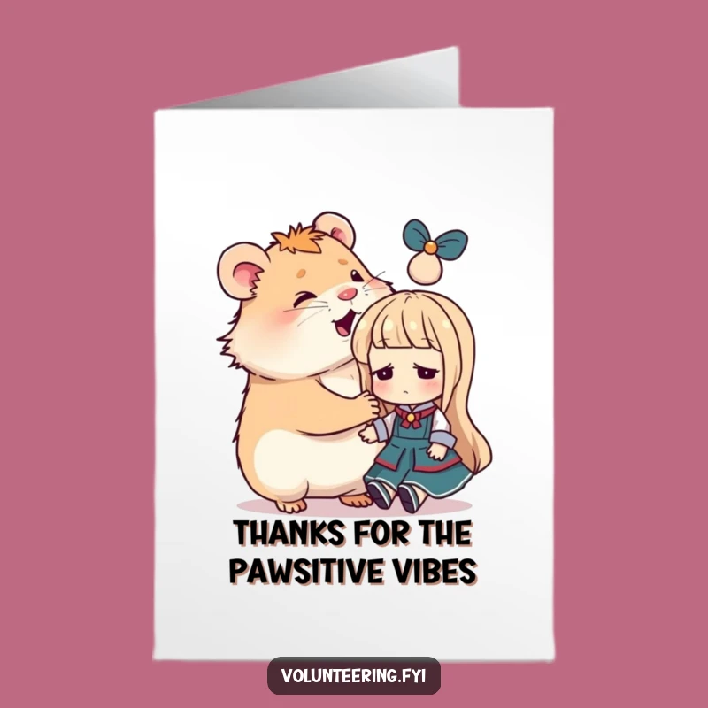 Free Printable Thank You Card: Hamster Comforts Doll, Heartfelt DIY Downloadable Gift