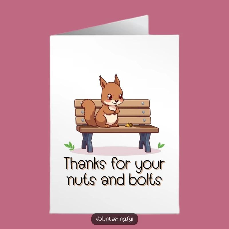 Thank You Free Printable Card: Squirrel's Thanks, Neat Bench, Downloadable Gift
