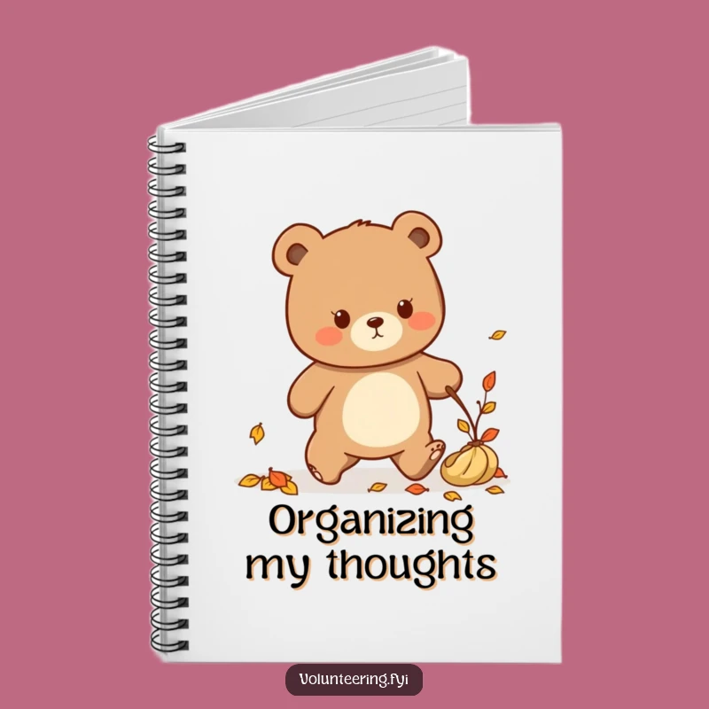 Funny Kawaii Bear Tidying Up Notebook: Autumn Cleaning Journal Gift