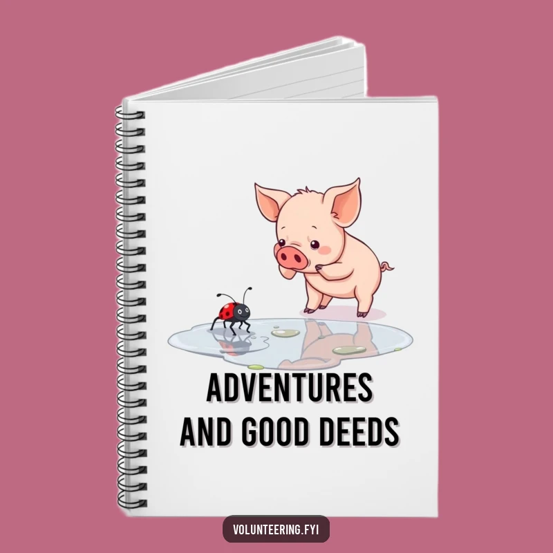 Funny Piglet & Ladybug Notebook - Cute Animal Diary Gift