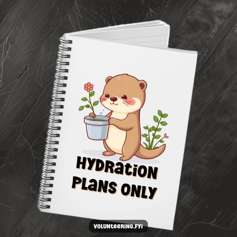 Funny otter notebook with a playful otter and watering can design, perfect for jotting down notes with a humorous touch.