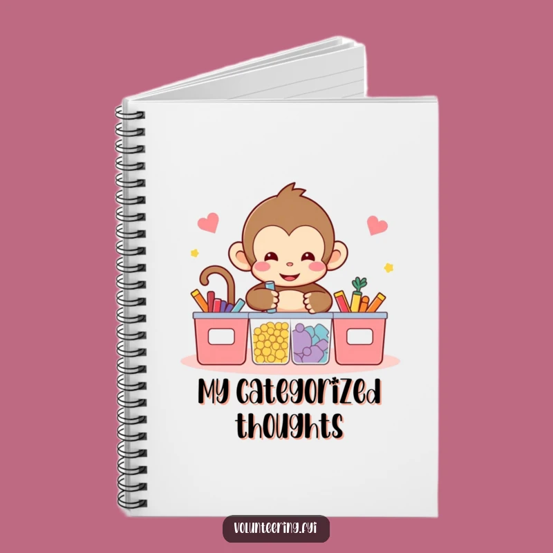 Funny Kawaii Monkey Notebook - Cute Journal for Organized Thoughts & Plans