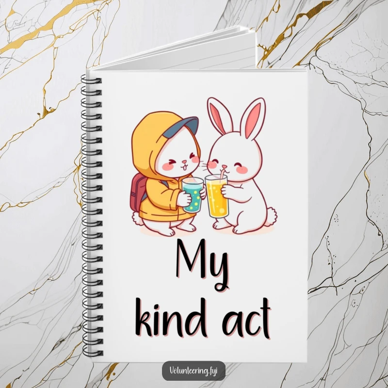 Funny Kawaii Rabbit Friendship Notebook: Adorable notebook with a rabbit offering a drink, perfect for journaling with a theme of friendship.