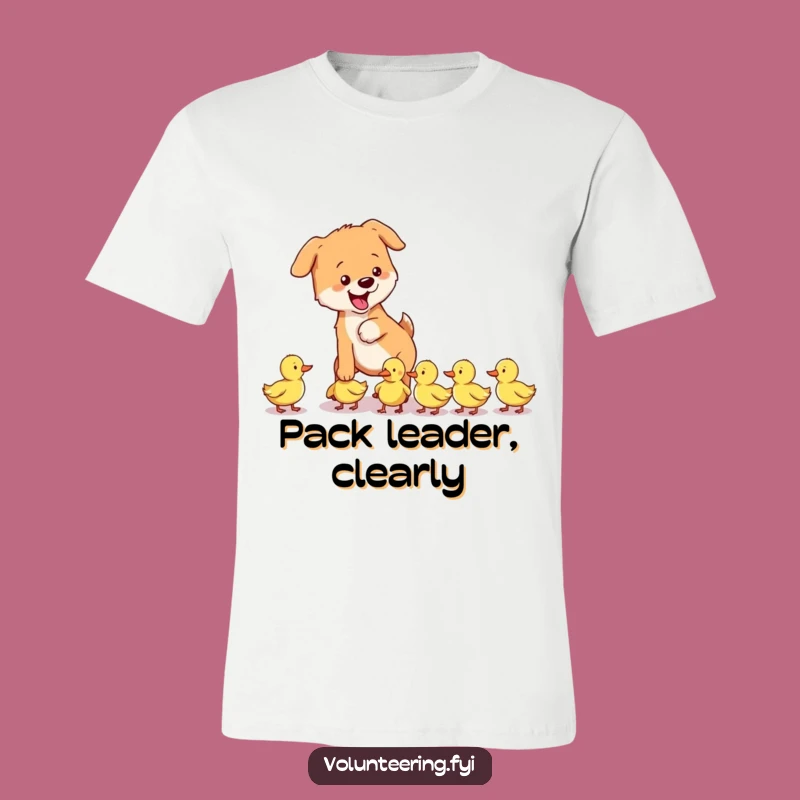 Funny Dog & Ducklings T-Shirt - Playful Pup Helping Humor Tee