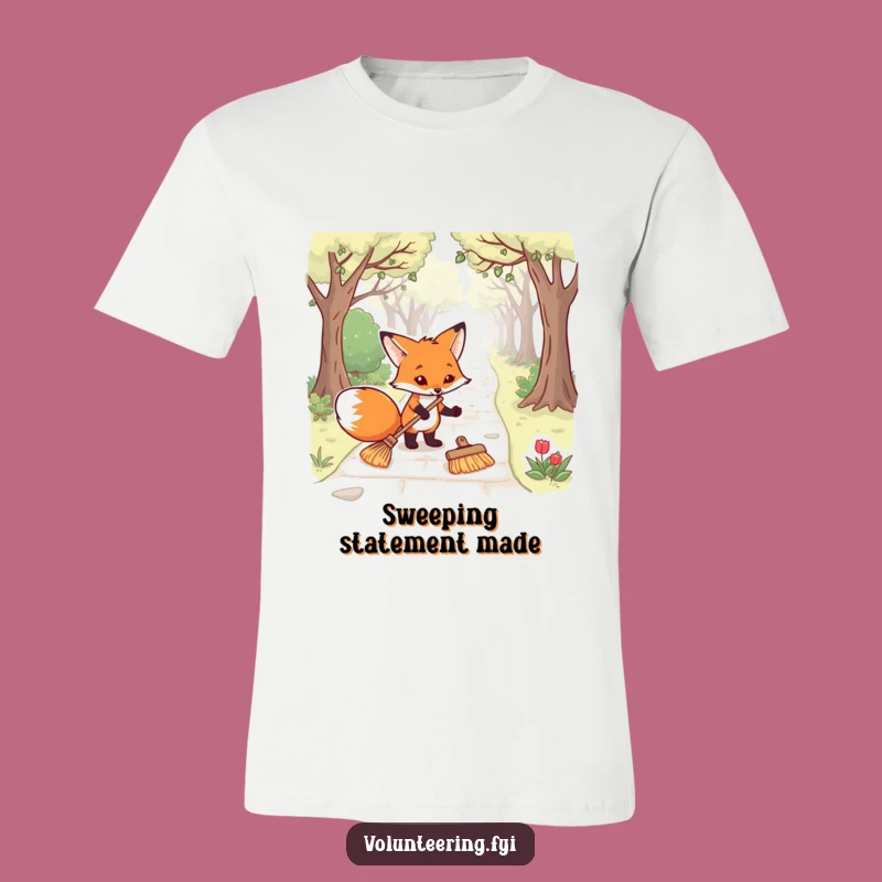 Funny Fox T-Shirt: Determined Cleaner's Humorous Park Pathway Adventure Gift