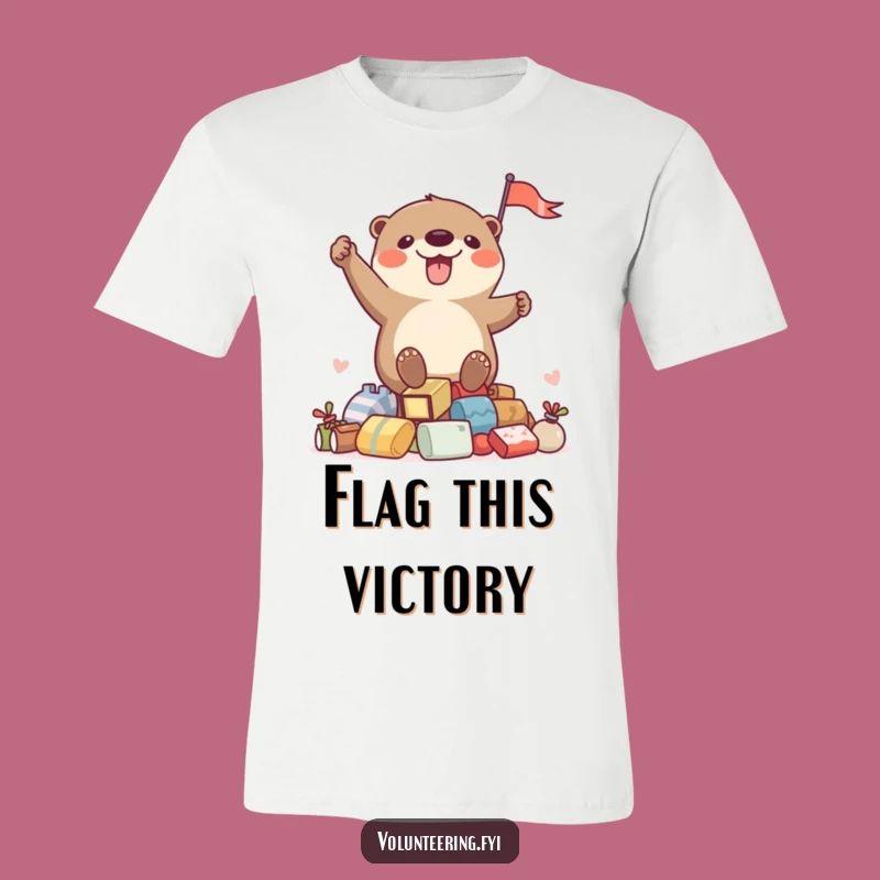 Funny Otter Waving Flag T-Shirt - Comical Animal Tee for Giggles