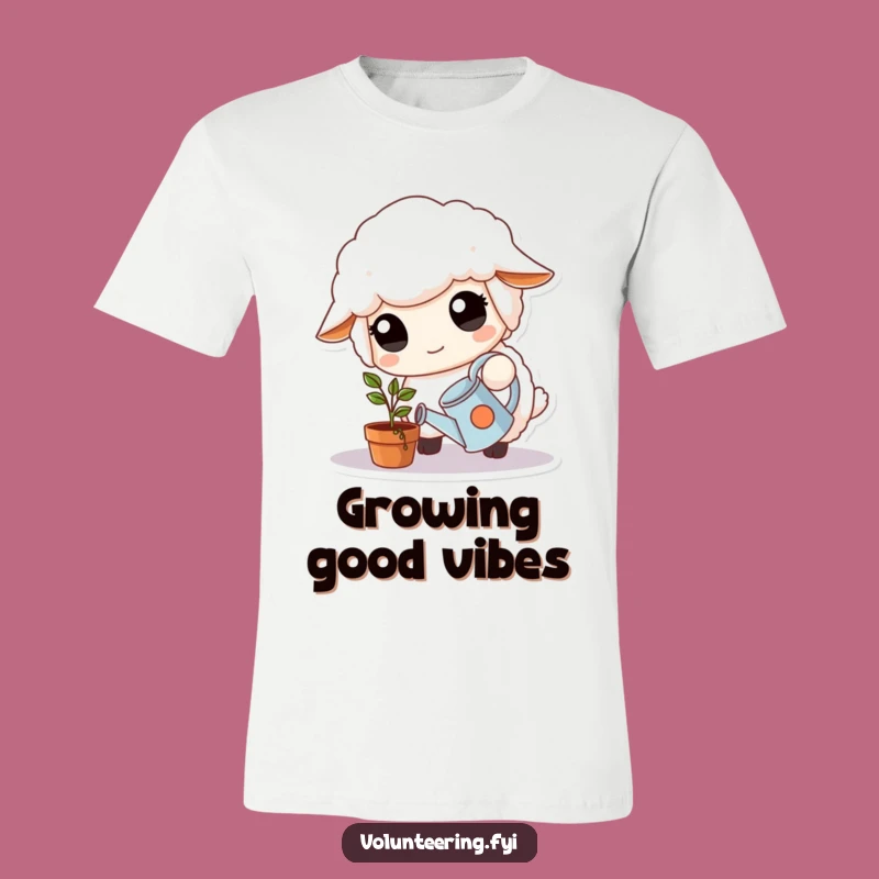 Funny Sheep T-Shirt: Kind Sheep Watering Plant, Adorable Funny Gift Idea