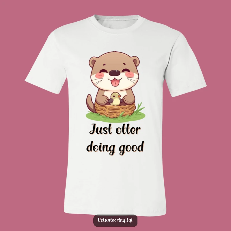 Funny Otter Helping Bird Nest T-Shirt: Cute Animal Rescue Tee, Ideal Funny Gift
