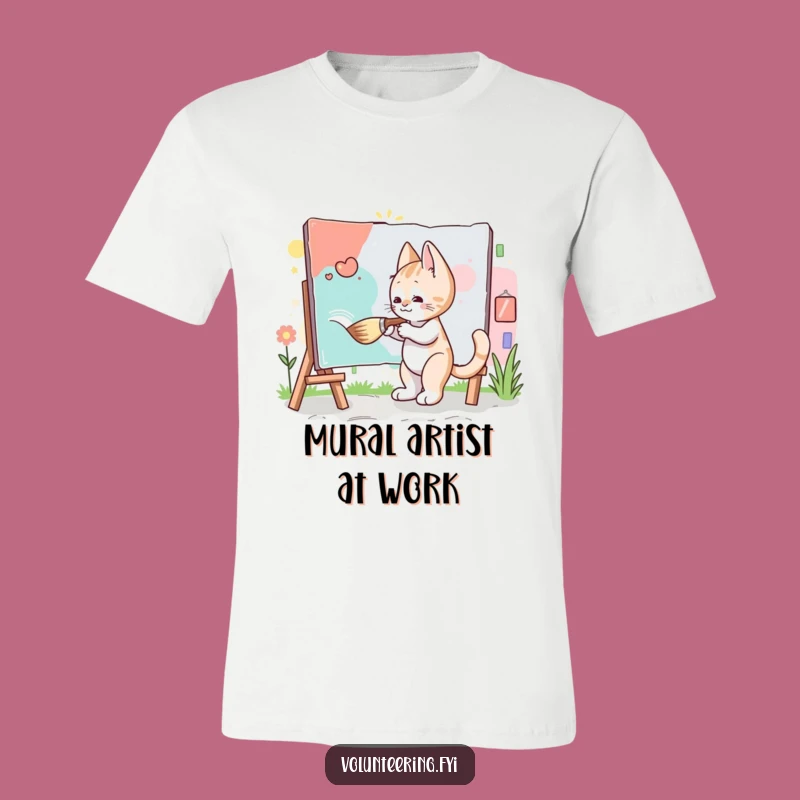 Funny Kitten Artist T-Shirt: Community Mural Painter - Hilarious Gift for Art Enthusiasts