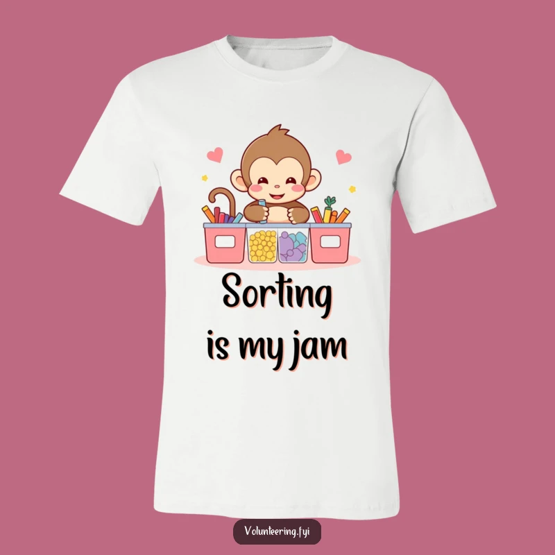 Funny Kawaii Monkey T-Shirt - Cute Sorting Design for Organized Enthusiasts