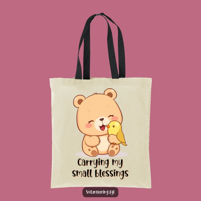 Funny Bear & Bird Tote Bag - Practical Giggling Humor