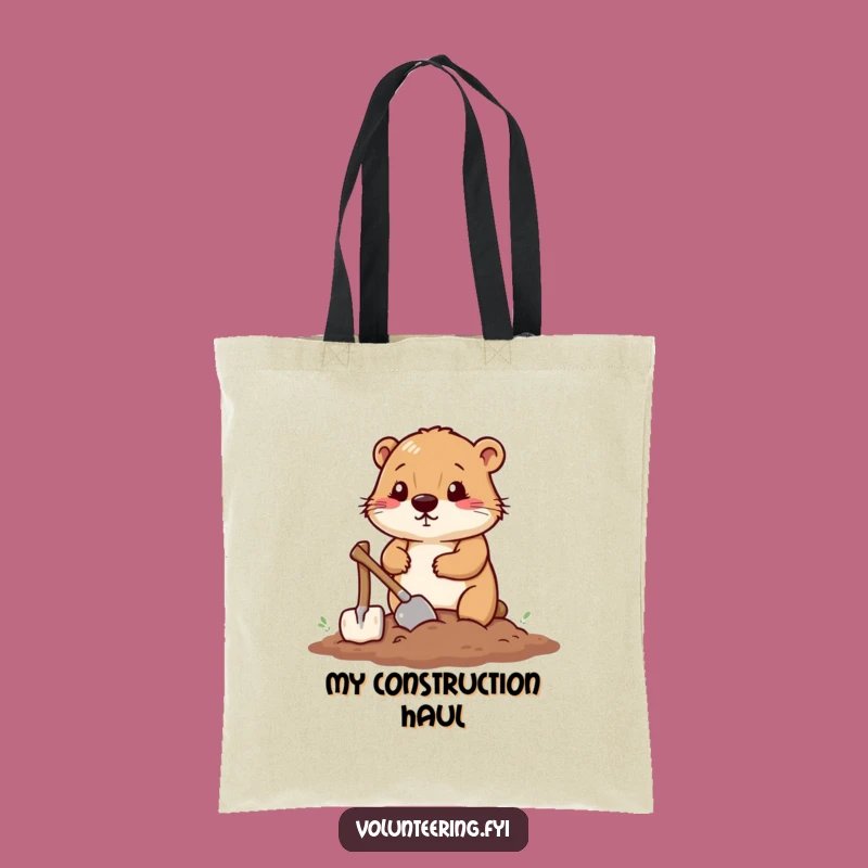 Funny Beaver Construction Tote Bag - Stylish & Humorous DIY Accessory