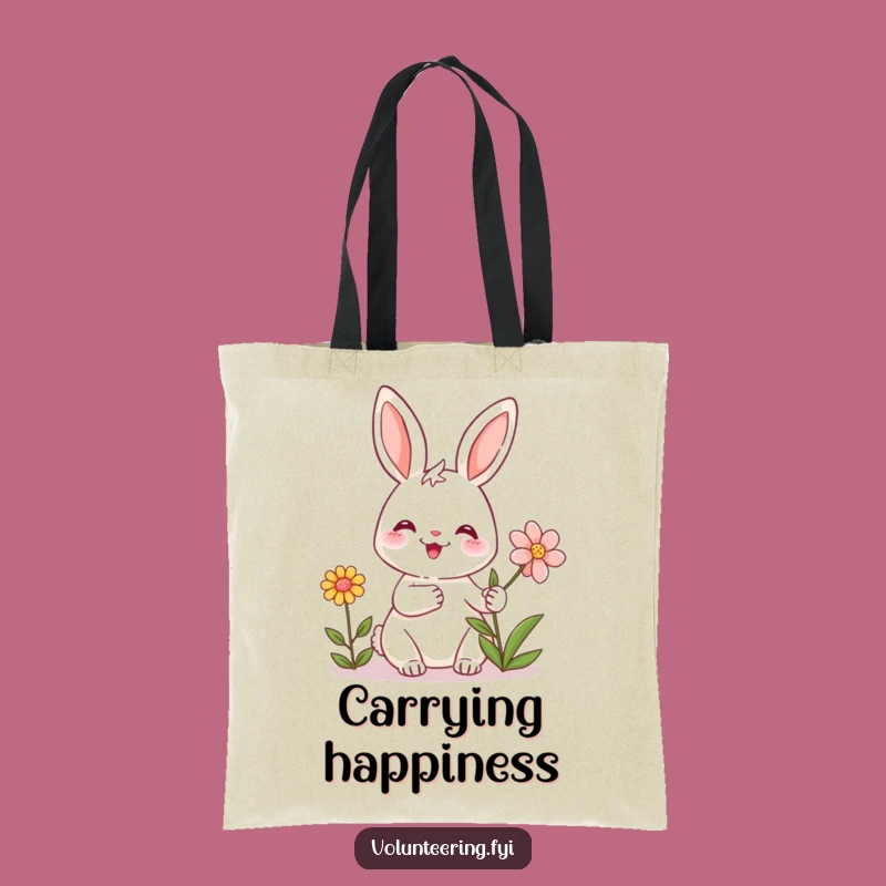 Funny Bunny Kindness Tote Bag: Carry Smiles and Flowers Hilariously