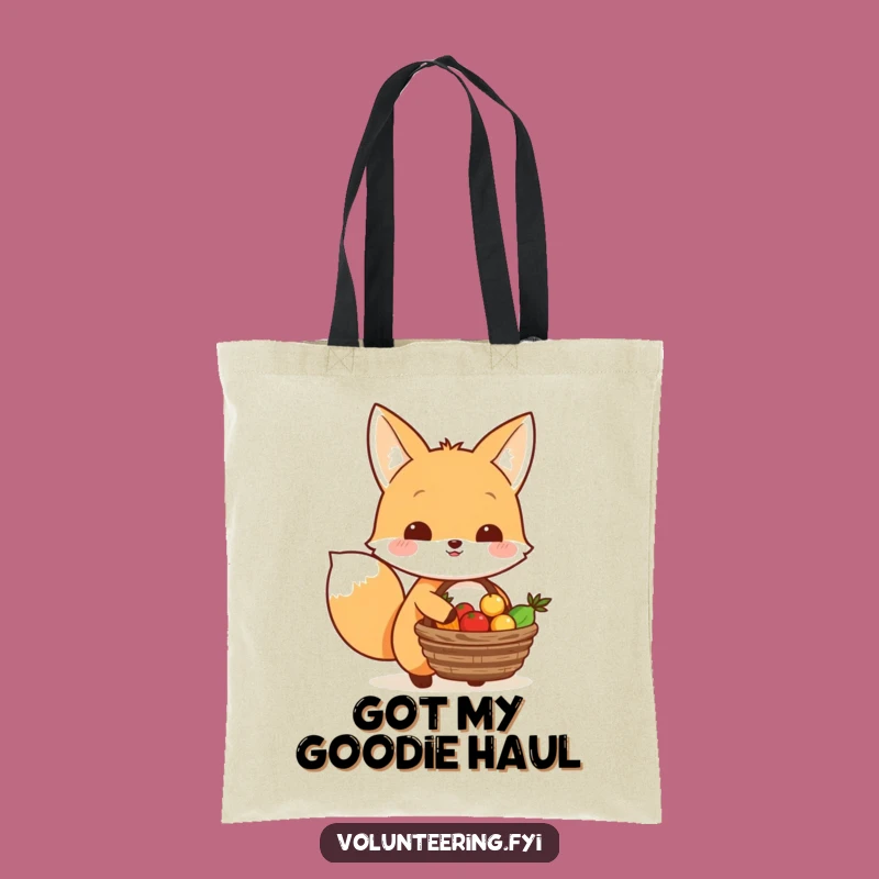 Funny Kawaii Fox Sharing Food Tote Bag: Generous Gift