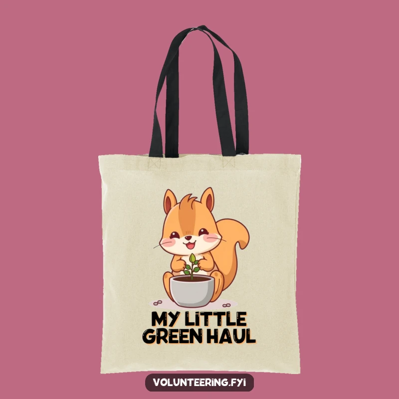 Funny Kawaii Squirrel Planting Seed Tote Bag: Gardener Gift