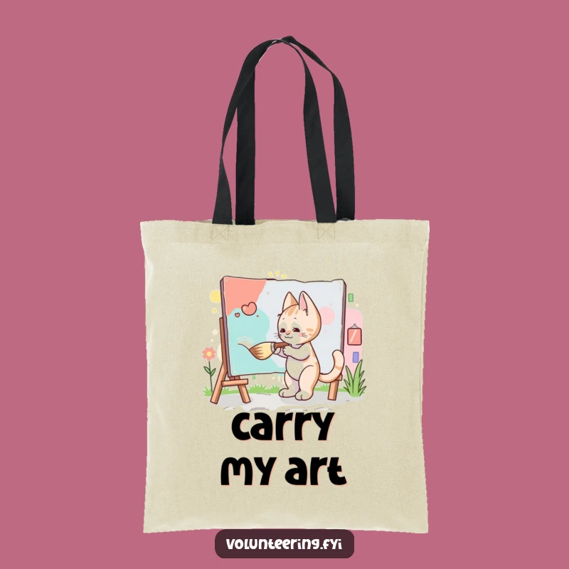Funny Kitten Artist Tote Bag: Mural Masterpiece - Hilarious Art Bag, Perfect Gift