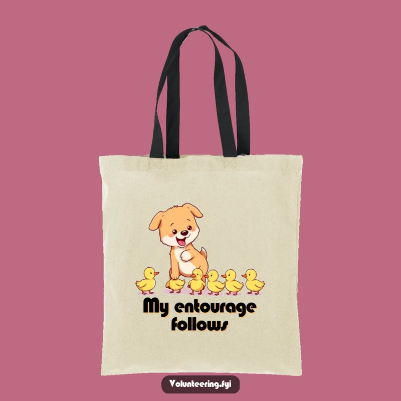 Funny Dog & Ducklings Tote Bag - Eco-Friendly Pup Helper Bag